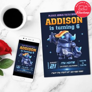 Mini Pekka Mobile Invite Customizable Template Instant Download