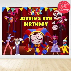 Digital Circus Birthday Backdrop Digital File Template Instant Download