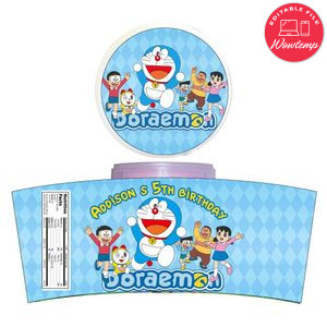 Doraemon Cotton Candy Label Template To Print At Home Instant Download