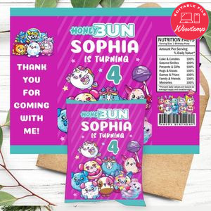 Pikmi Pop Birthday Honey Buns Snack Bag Label Customizable Instant Download