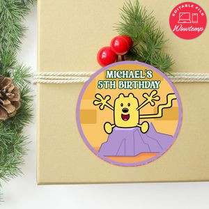 Wow Wow Wubbzy Circle Sticker Template Customizable to Print at Home Instant Download