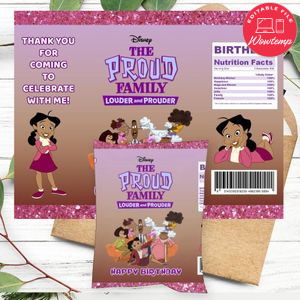 Proud family Birthday Chip Bag Digital File Printable Instant Download