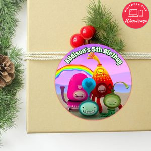 Buddi Cartoon Circle Sticker Template Customizable to Print at Home Instant Download