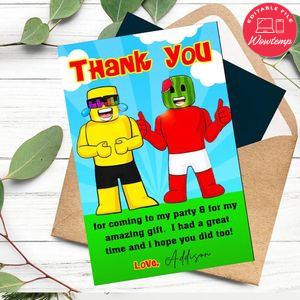 Sunny And Melon Thank You Card Customizable Template To Print At Home Instant Download