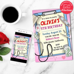 Nursing Mobile Invite Customizable Template Instant Download