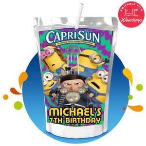 Minions the rise of Gru Capri Sun Birthday Labels Digital File Printable Instant Download