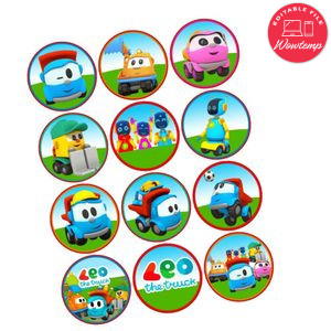 Leo The Truck Cupcake Toppers Template Printable Instant Download