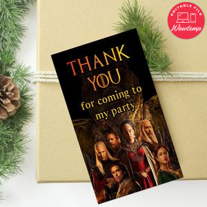 House Of The Dragon Thank You Tag Customizable Template To Print At Home Instant Download