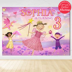 Pinkalicious Birthday Backdrop Digital File Template Instant Download