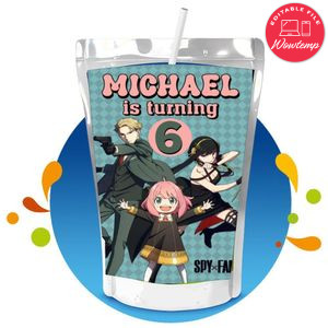 Spy family Capri Sun Birthday Labels Digital File Printable Instant Download