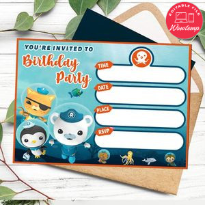 Octonauts fill in blank Invitation Customizable Template to Print at Home Instant Download