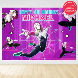 Gwen Birthday Backdrop Digital File Template Instant Download