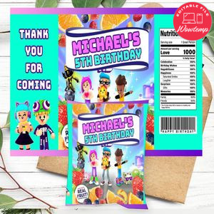 Pk-xd Birthday Party Fruit Snack Bag Digital File Printable Instant Download