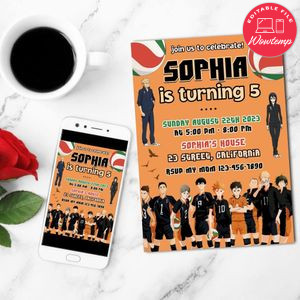 Haikyu Mobile Invite Customizable Template Instant Download