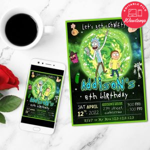 Rick And Morty Mobile Invite Customizable Template Instant Download
