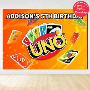 Uno Birthday Backdrop Digital File Template Instant Download