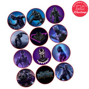 Black Panther Cupcake Toppers Template Printable Instant Download