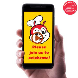 Jollibee Birthday Video Invitation Digital Template Customizable Instant Download