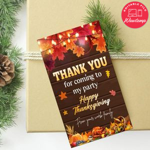 Thanksgiving Thank You Tag Customizable Template To Print At Home Instant Download