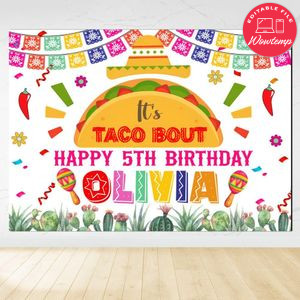 Taco Birthday Backdrop Digital File Template Instant Download