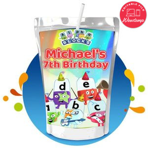 Alphablocks Capri Sun Birthday Labels Digital File Printable Instant Download