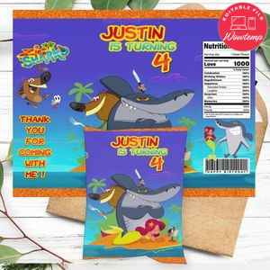 Zig & Sharko Birthday Honey Buns Snack Bag Label Customizable Instant Download