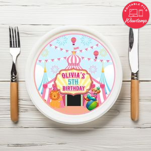 Pink Carn Birthday Plate Template Customizable To Print At Home Instant Download