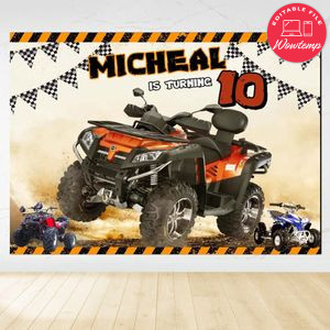 Four Wheeler Birthday Backdrop Digital File Template Instant Download