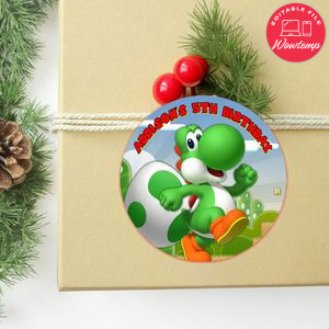 Yoshi Circle Sticker Template Customizable to Print at Home Instant Download