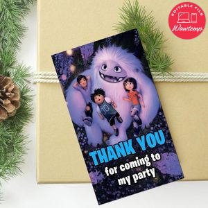Abominable Thank You Tag Customizable Template To Print At Home Instant Download