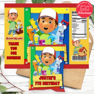 Handy Manny Birthday Chip Bag Digital File Printable Instant Download
