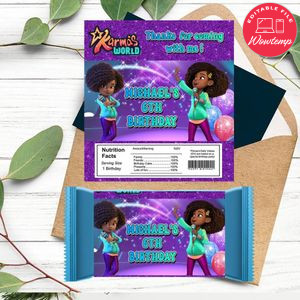 Karma's world Candy bar Label Customizable Template Instant Download