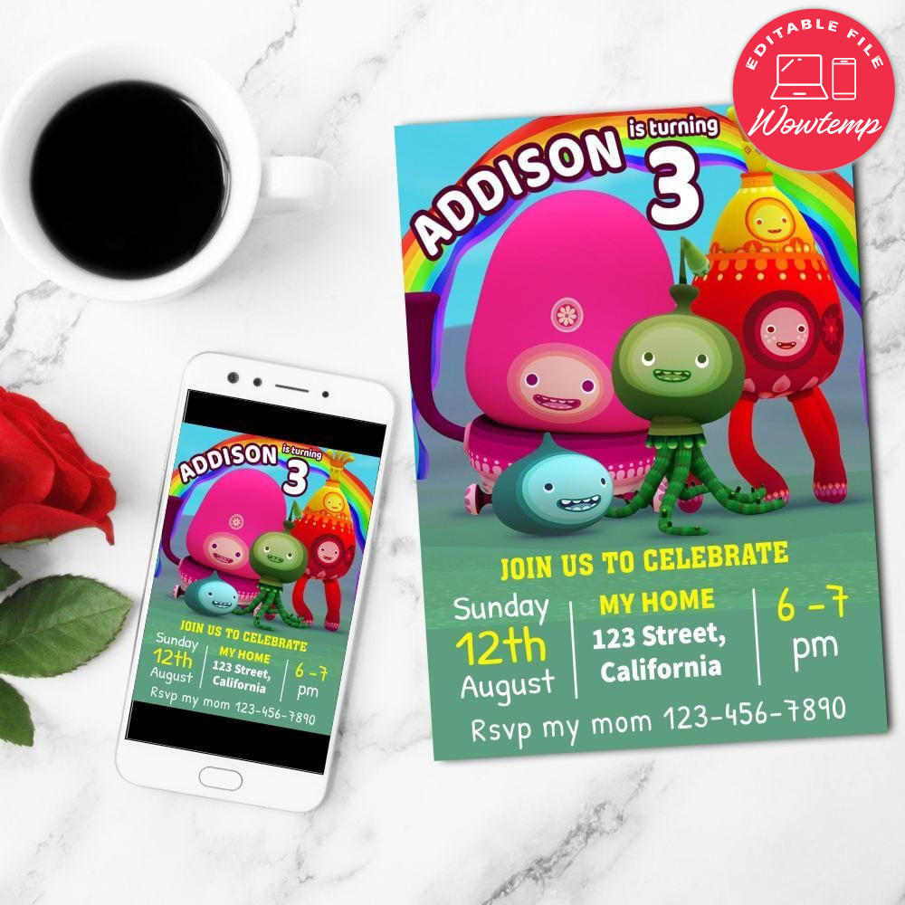 Buddi cartoon Birthday Flyer Customizable Template to Print at Home Instant Download