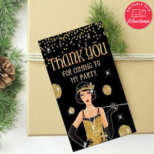 Flapper Thank You Tag Customizable Template To Print At Home Instant Download