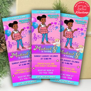 Gracie's Corner Ticket Invitation Customizable Template Instant Download