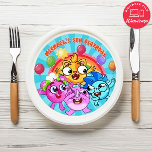 Baby Zoo Birthday Plate Template Customizable To Print At Home Instant Download