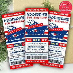 Disney Cruise Ticket Invitation Customizable Template Instant Download