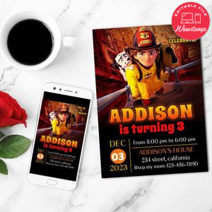 Fireheart Mobile Invite Customizable Template Instant Download