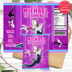 Gwen Birthday Party Chip Bag Digital File Printable Instant Download