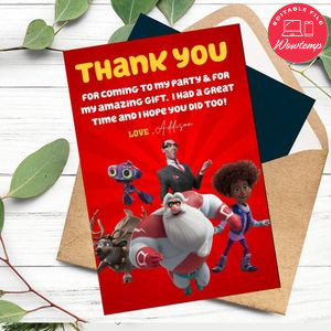 Superklaus Thank You Card Customizable Template To Print At Home Instant Download