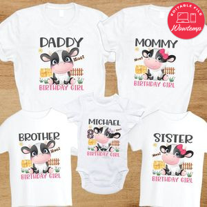 Cow Girl Family Birthday Vacation PNG file template