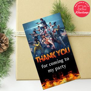 Free fire Thank you tag Customizable Template to Print at Home Instant Download