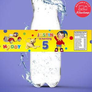 Noddy Birthday Water Bottle Label Template to Print at Home Instant Download