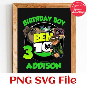 Ben 10 Birthday PNG file template
