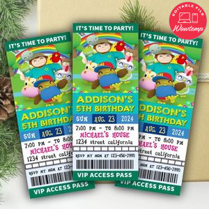 Didi And Friends Ticket Invitation Customizable Template Instant Download
