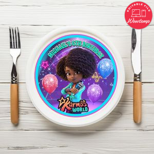 Karma's World Birthday Plate Template Customizable To Print At Home Instant Download