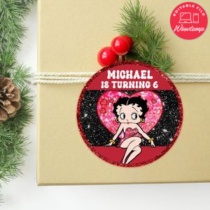 Betty Boop Circle Sticker Template Customizable to Print at Home Instant Download