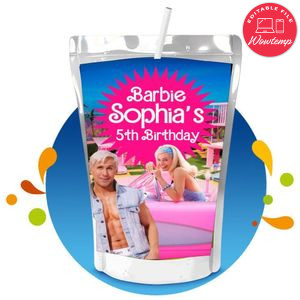 Barbie Movie Capri Sun Birthday Labels Digital File Printable Instant Download