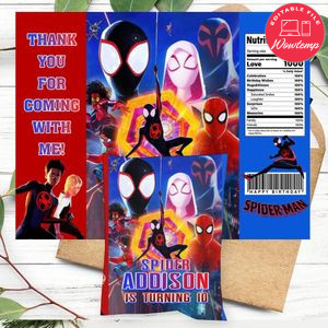 Spiderman Across SpiderVerse Birthday Party Chip Bag Digital File Printable Instant Download