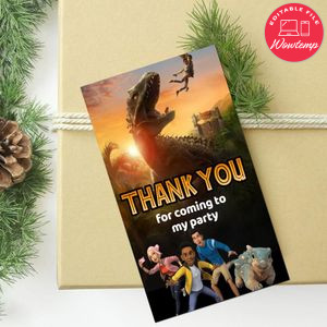 Jurassic World Camp Thank You Tag Customizable Template To Print At Home Instant Download